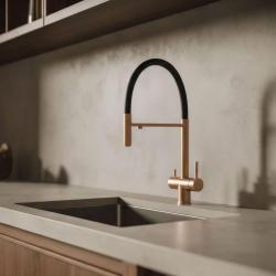 Pure.Sink Elite Steel Flex 3-way PVD copper kitchen faucet with flexible spout and Filtered Water PS8110-62