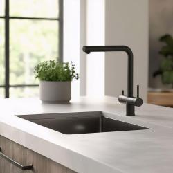 Pure.Sink Elite Steel Clear-S Matte Black 3-Way Kitchen Faucet with Pull-Out Spout and Filtered Water PS8120-10