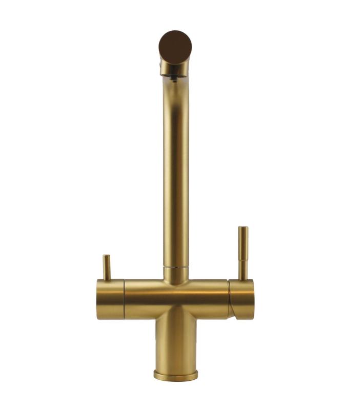 Pure.Sink Elite Steel Clear-S PVD brushed gold 3-way Kitchen Faucet with Pull-out Spout and Filtered Water PS8120-60