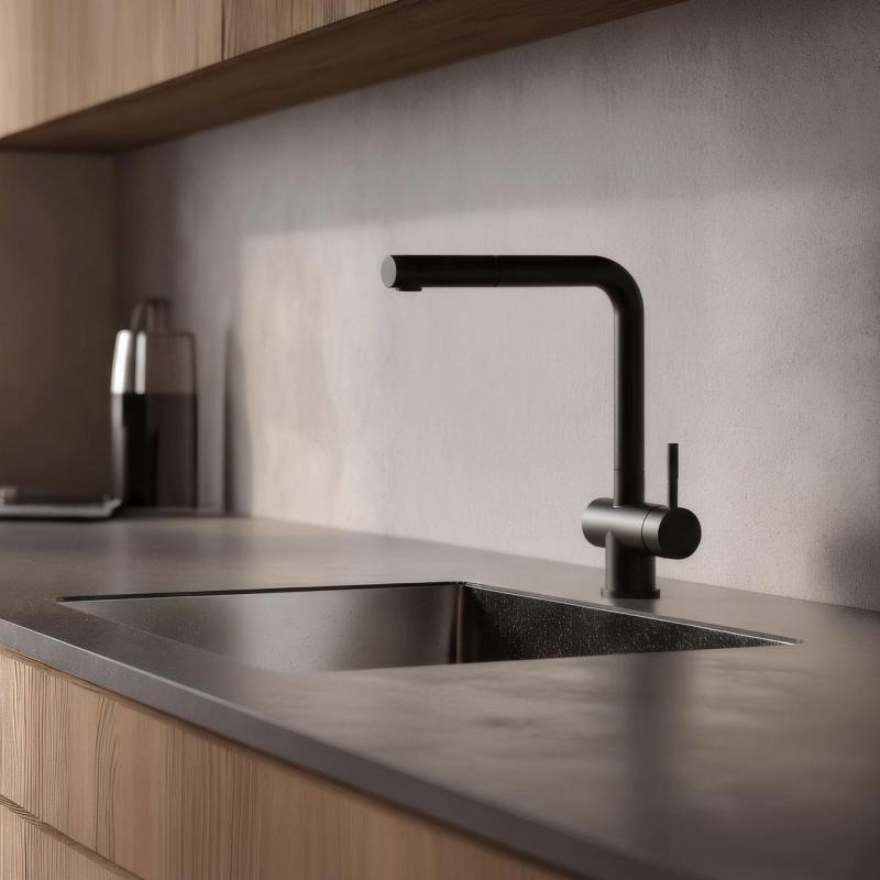 Pure.Sink Elite Steel Pulse-S Kitchen Faucet Matte Black with pull-out spout and spray mode PS8500-10