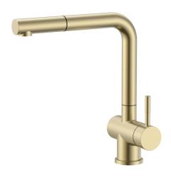 Pure.Sink Elite Steel Pulse-S kitchen tap PVD brushed gold with pull-out spout and spray mode PS8500-60