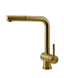 Pure.Sink Elite Steel Pulse-S kitchen tap PVD brushed gold with pull-out spout and spray mode PS8500-60