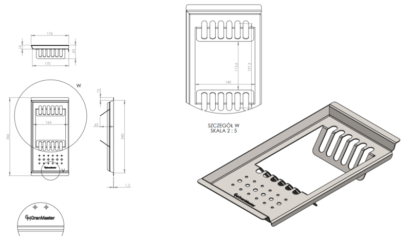 Massimo Accessory Plate Tray Black Matte 366x176x63mm