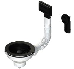 Pure.Sink Universal basket plug set, matte black, sink drain set including round and rectangular overflow WSTMAN-31
