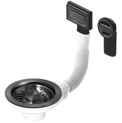 Pure.Sink Universal basket plug set Gun metal, sink drain set incl. round and rectangular overflow WSTMAN-61