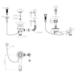 Pure.Sink Universal Gold Drain Set including push-button waste with plug, plus rectangular and round overflow WSTAUT-60
