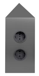 Indux Corner Power strip with 2 sockets, grounded, corner, gunmetal, 1208972286
