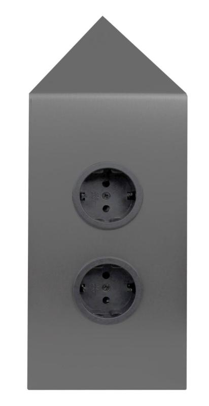 Indux Corner Power strip with 2 sockets, grounded, corner, gunmetal, 1208972286
