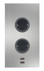 Indux Corner Power strip with 2 grounded outlets and 2 x USB chargers, stainless steel 1208972296