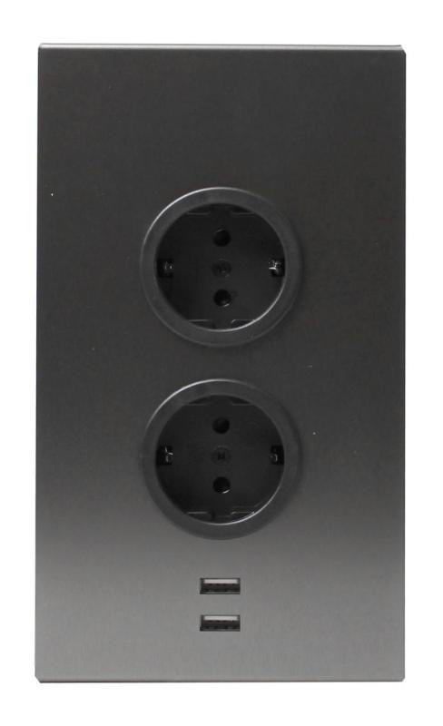 Indux Corner Energy column with 2 grounded outlets and 2 x USB charger Gun metal 1208972299