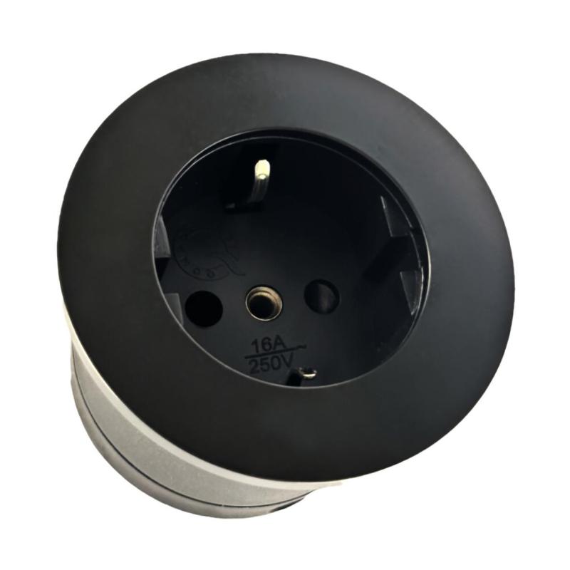 Indux Round Built-in Socket with 1 Outlet Grounding Black 1208972313