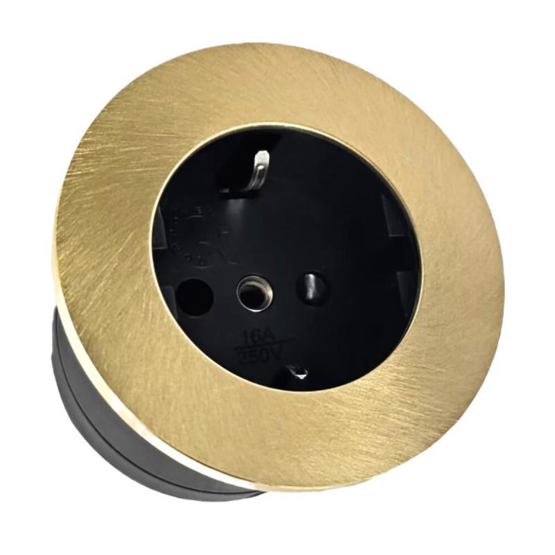 Indux Round Built-in Socket with 1 Outlet Grounded Gold 1208972317