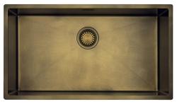 Pure.Sink Luxion Large PVD Antique Bronze sink 74x40 cm undermount, flush mount, and top mount with bottom rack PLX7440-64