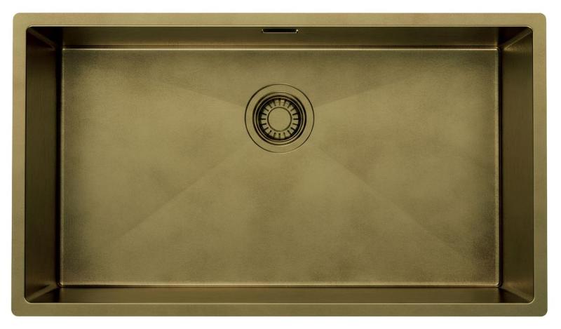 Pure.Sink Luxion Large PVD Antique Bronze sink 74x40 cm undermount, flush mount, and top mount with bottom rack PLX7440-64