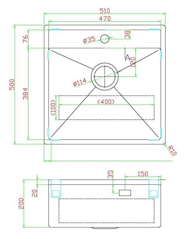 Pure.Sink Luxion PVD Antique Bronze sink 51x50 cm Tapwing with tap hole bench and bottom rack PLX5150T-64