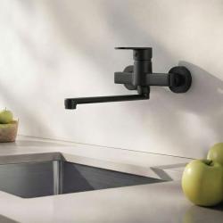 Aquanello Casa Single-lever Kitchen Wall Faucet Black with 25 cm spout BL-1425-CS