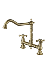 Aquanello Heritage Ascot Classic Kitchen Nostalgic Bridge Kitchen Faucet, Bronze with Cross Handles BN-4001-HA