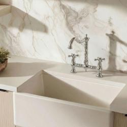 Aquanello Heritage Ascot Classic Kitchen Nostalgic Bridge Kitchen Faucet, Chrome with Cross Handles CR-4001-HA