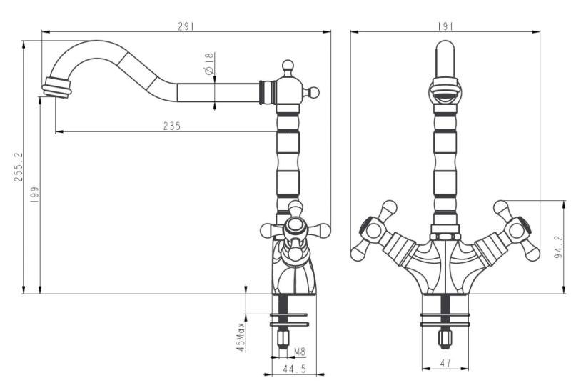 Aquanello Heritage Ascot Classic Kitchen Nostalgic Kitchen Faucet Bronze with Angled Spout BN-4002-HA