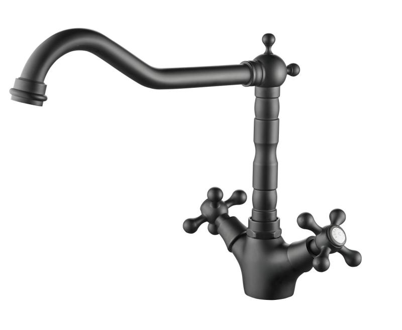 Aquanello Heritage Ascot Classic Kitchen Nostalgic Kitchen Faucet, Black with Angled Spout BL-4002-HA