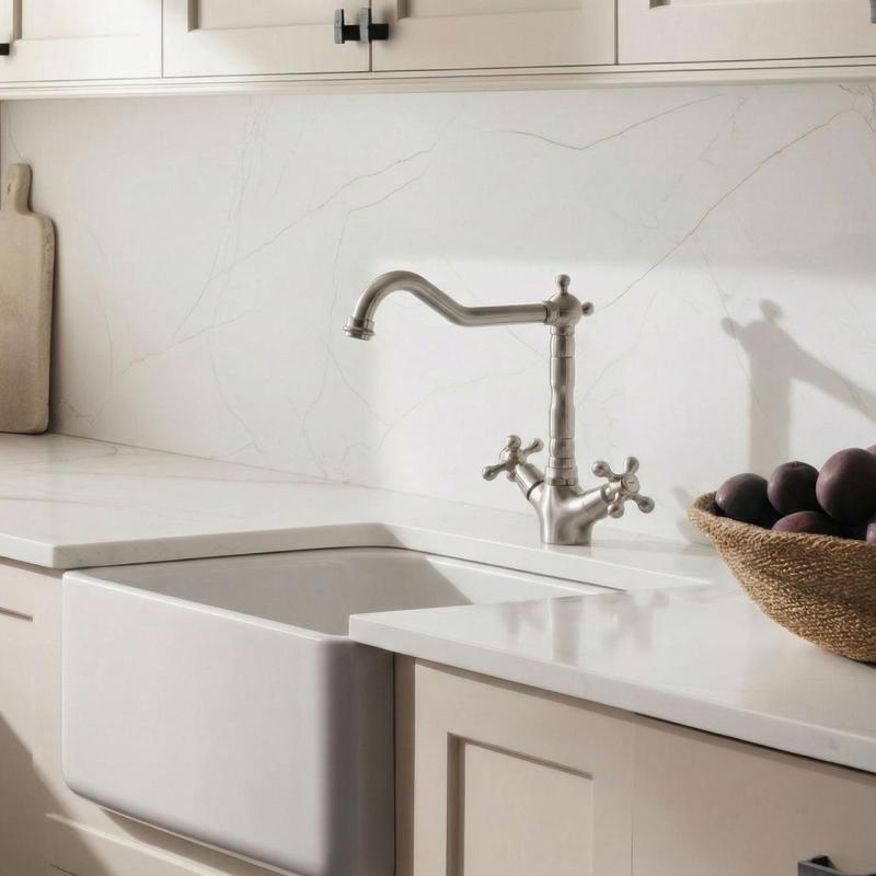 Aquanello Heritage Ascot Classic Kitchen Nostalgic Stainless Steel Kitchen Faucet with Angled Spout NB-4002-HA