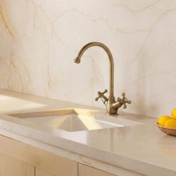 Aquanello Heritage Ascot Classic Kitchen Nostalgic Kitchen Faucet in Bronze with Round Spout BN-4003-HA