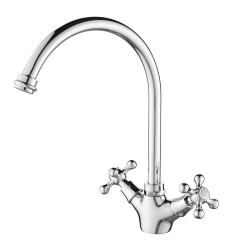 Aquanello Heritage Ascot Classic Kitchen Nostalgic Kitchen Faucet Chrome with Round Spout CR-4003-HA