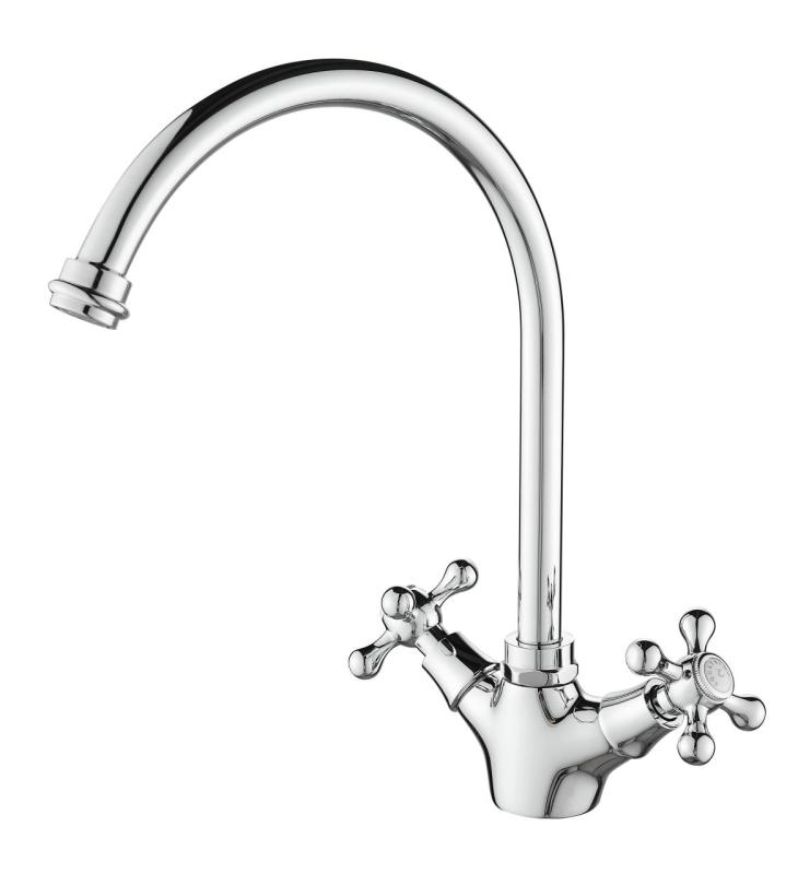 Aquanello Heritage Ascot Classic Kitchen Nostalgic Kitchen Faucet Chrome with Round Spout CR-4003-HA