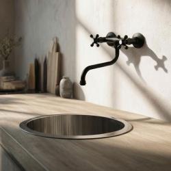 Aquanello Heritage Ascot Classic Kitchen Wall Faucet Black BL-4111-HA