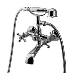 Aquanello Heritage Ascot Classic Surface-Mount Bath Faucet with Star Knobs Chrome including Hand Shower CR-3002-HA