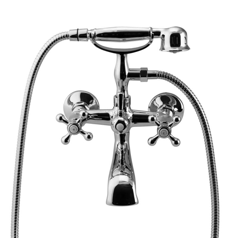 Aquanello Heritage Ascot Classic Surface-Mount Bath Faucet with Star Knobs Chrome including Hand Shower CR-3002-HA