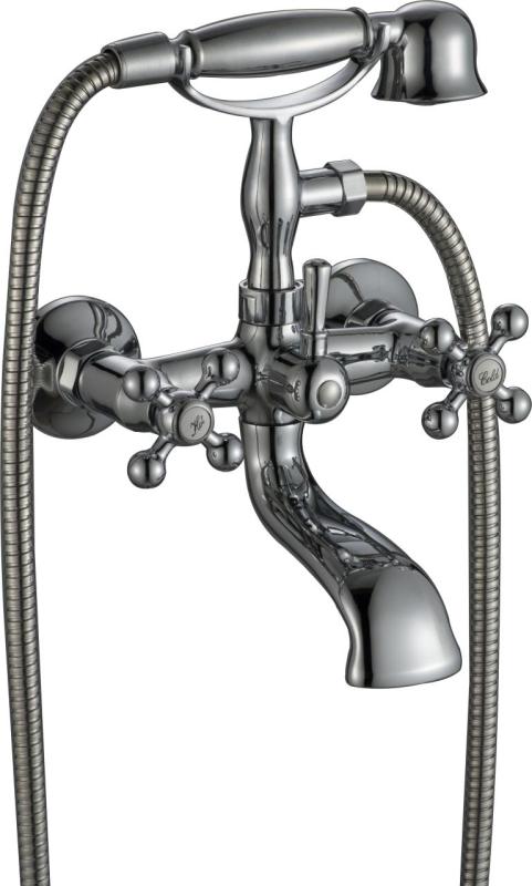 Aquanello Heritage Ascot Klassieke Opbouw Badkraan met Sterknoppen RVS inclusief Handdouche NB-3002-HA