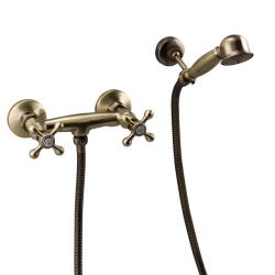 Aquanello Heritage Ascot Classic Surface-Mounted Shower Faucet Set with Star Knobs Bronze including Hand Shower BN-2002-HA