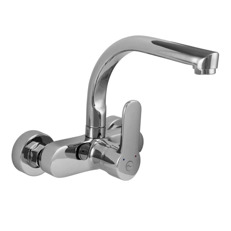 Aquanello Casa Kitchen Wall Faucet with Top Spout Chrome CR-1003-CS