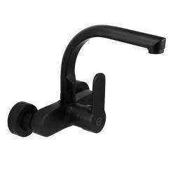 Aquanello Casa Kitchen Wall Faucet with Top Spout Black BL-1003-CS