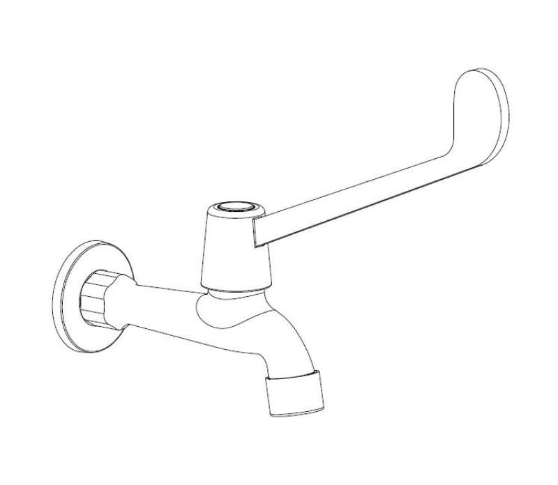 Aquanello Medic Wall-Mounted Cold Water Faucet with Long Handle, Chrome CR-1102-MD