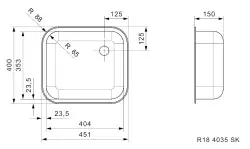 Reginox R184035OSK stainless steel kitchen sink 45x40cm Inset with rubber stopper R00359