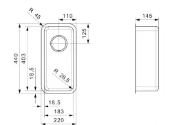 Reginox Ohio 18x40cm small stainless steel kitchen sink flush-mounted undermount and Inset B09H1LLU06GDS 1500