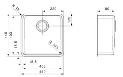 Reginox Ohio 40x40 medium stainless steel kitchen sink flush-mounted undermount and inset B09H2LLU06GDS.9 1501