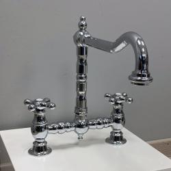 PB old fashion bridge kitchen faucet Chrome with angled spout and star knobs PBN.CHR.H.ST