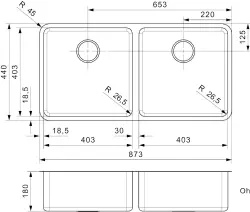 Reginox Ohio 40x40 + 40x40 double stainless steel kitchen sink B09H6LLU08GDS.9 R16596