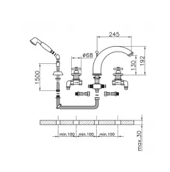 Huber Croisette 4-hole Bath Mixer Chrome CS00026021