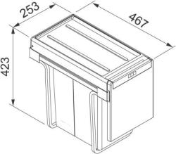 Translation: Franke Cube 30 built-in waste system manual operation kitchen waste bin 2 x 15L 134.0039.553