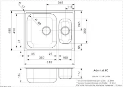 Reginox Admiral 60 1.5 stainless steel kitchen sink flush-mounted reversible R18279