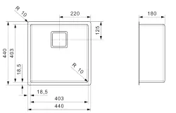 Reginox Texas R10 outer radius 40 x 40 medium stainless steel kitchen sink R28025