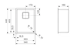 Reginox Texas R10 outer radius 30x40 small stainless steel kitchen sink R28018