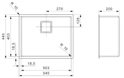 Reginox Texas R10 outer radius 50 x 40 medium stainless steel kitchen sink R28032