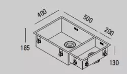 ABK Bingara large one and a half 1.5 stainless steel sink 50x40+20x40 cm for flush-mount, undermount, and top-mount installation BIN5020FVI