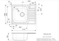 Reginox Admiral 40 stainless steel kitchen sink with small drainer flush-mounted R18309