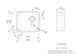 Reginox L18 4035 OKG Polished Stainless Steel Kitchen Sink Flush-Mounted Inset Undermount B2914LLU06GDS